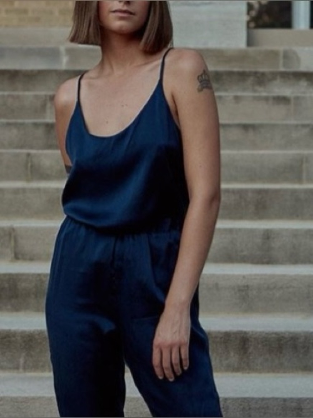 NWOT 100% Silk Dark Navy Blue Cami Camisole Racerback Tank Top XS